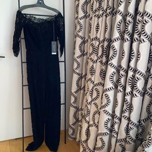 Monique Lhuillier Silk Black Lace Jumpsuit